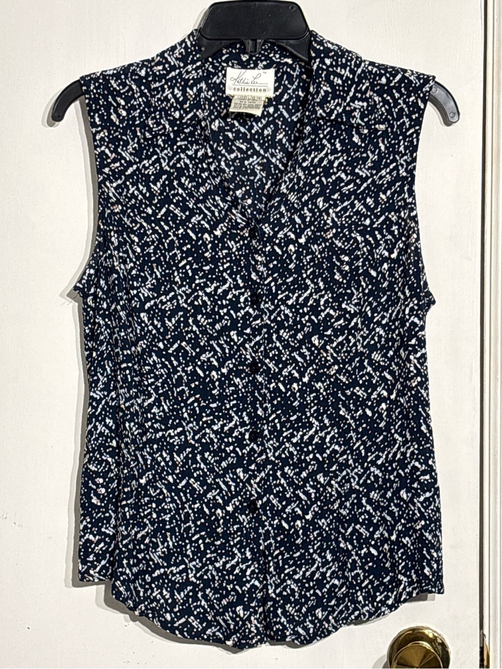 Kathie Lee Collection Navy and White Sleeveless V-Neck Camisole